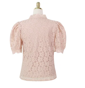 Nueva primavera Vintage Camisa de color rosa femenino Oversize Tops de las Mujeres de manga corta de las Niñas Blusa de Verano Más el Tamaño de las Mujeres Blusas mujer Blusas