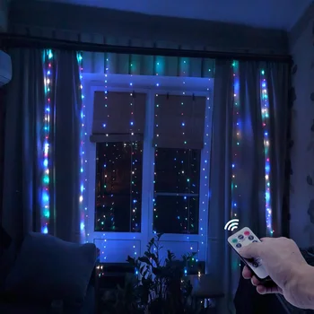 3M de Navidad LED Cadena de luces Luces Intermitentes de Control Remoto USB de Año Nuevo Guirnalda Decoración navideña Para el Hogar Ventana del Dormitorio