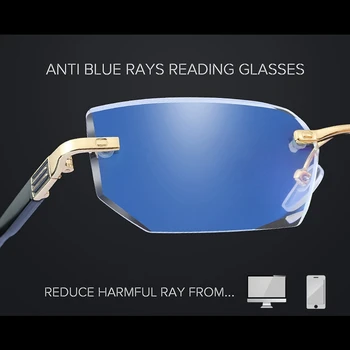 De moda de Metal Rimeless Gafas de Lectura Anti Luz Azul de Alta gama Sin marco Gafas de Presbicia los Hombres de las Mujeres de Diamantes de 1.5 2.5 3.0 1.0