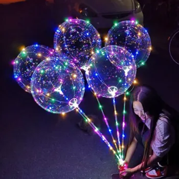 Burbuja redonda de 18 pulgadas LED Globos Luminosos de Onda de Helio Bolas de la Varilla de Soporte de las Luces de la Fiesta de la Boda Decoración de la Navidad