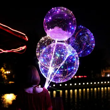 Burbuja redonda de 18 pulgadas LED Globos Luminosos de Onda de Helio Bolas de la Varilla de Soporte de las Luces de la Fiesta de la Boda Decoración de la Navidad