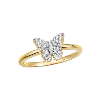 Mariposa anillo de la plata esterlina 925 con incrustaciones de diamante de cristal elegante Señorita de la moda de joyería Fina de mayoreo de la famosa marca para las mujeres