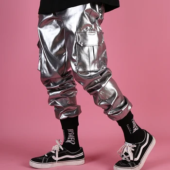 Discoteca Hombres Baile de Disfraces DJ DS GoGo Plata Pantalones de Hip Hop Atuendo Punk Rave de los Pantalones de la Barra de Cantantes Masculinos de la Etapa de la Realización de la Ropa