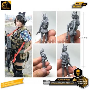 Yufan Modelo 1/35 De La Belleza De Las Niñas De La Figura Del Perro Y Del Ejército De Resina Soldado Modelo De Kits De Nai-13