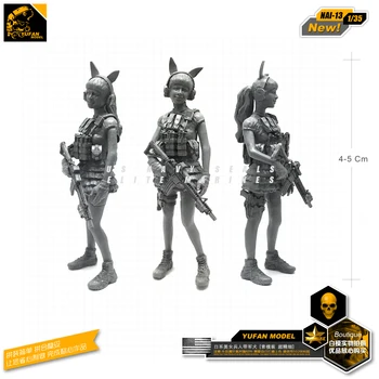 Yufan Modelo 1/35 De La Belleza De Las Niñas De La Figura Del Perro Y Del Ejército De Resina Soldado Modelo De Kits De Nai-13