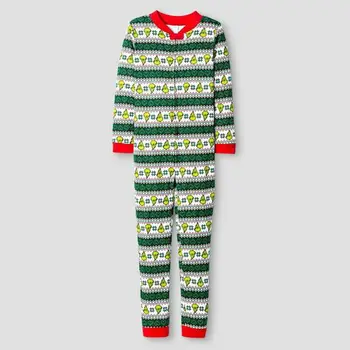 Happy New Rojo y Verde de la Navidad Conjunto de Pijama para el Otoño y el Invierno de los Padres-hijo de Ocio Festival Lindo de la Familia Traje correspondiente