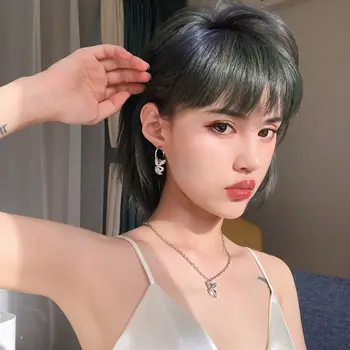 90 vintage kawaii Exclusivo de diamante de imitación de conejo pendiente del collar de la joyería de la manera del corazón del acero inoxidable punk estilo coreano de las mujeres