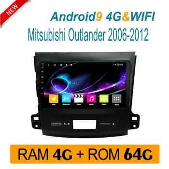 RAM4G de la radio del coche Para Mitsubishi Outlander 2006-2012 sistema multimedia de audio estéreo ROM64G DVD pantalla IPS soy carplay 1 din Android