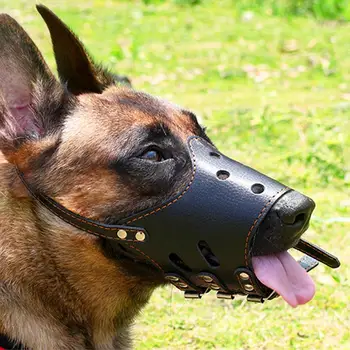 Mascota Perro Hocico Ajustable Transpirable Perro Máscara de Cuero de la PU Contra la Corteza de la Mordedura de Masticar de Seguridad para los Pequeños Perros Grandes Boca Suave Hocico