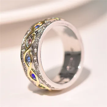 Verano Colorido anillo de la plata Esterlina 925 Bijou AAAAA Cz Piedra Declaración de Fiesta de la Boda Banda de Anillos para las mujeres de los hombres de la Familia de la Joyería