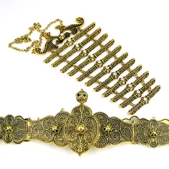 Sunspicems Tradicional Cáucaso Cinturón Pectoral Hагрудник para las Mujeres de Etnia Vestido de Boda de la Joyería del Metal de la Cadena de Vínculo de la Novia de Regalo