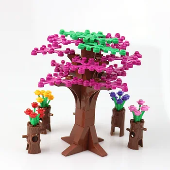 La ciudad de MOC Bloque de Ladrillos de Flores de Bush Deja a los Árboles de Rama Compatible Legoe Ladrillos de la Figura de Acción de Bloques de Construcción de Juguetes para los Niños Regalos