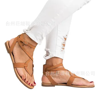 Tamaño 43 De Lujo Zapatos De Las Mujeres De Los Diseñadores De Sandalias Mujer 2019 Gamuza Cruz-Correa Sandalias De Gladiador De Las Mujeres Zapatos Planos Zapatos De Mujer