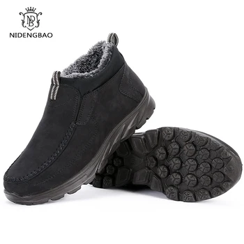 Invierno de Gamuza Hombres de Nieve Zapatos de Zapatillas de deporte de Moda para Hombre Botas de Nieve de Alta Masculino de Piel de Felpa Caliente Zapatos Botines zapatos De Hombre