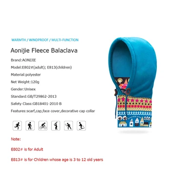 AONIJIE E802 Unisex Adulto Niños de Doble capa de Invierno de Lana Térmica de Pasamontañas Cara Cubierta de Esquí Cap Sombrero Máscara Bufanda de Ejecución