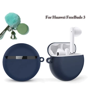 Auriculares de los Casos para Huawei FreeBuds 3 caso Suave de Silicona Anti-deslizamiento de la funda protectora de Freebuds 3 Caso 3D de dibujos animados de Caso con Llavero