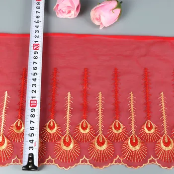 19cm de Ancho 20yard/lote de Bordado de pavo real Neta de Diseño de la Tela de Encaje Tissu Costura de Malla de Tul Guipure Cordón de Encaje de Costura DIY Muñeca de Trapo