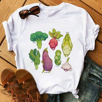 Las mujeres de Verano De 2020 Manga Corta Verduras de Impresión de la Ropa de las Señoras de la Mujer T-Shirt Graphic Tops Ropa Femenina Tumblr T Shirt T-shirt