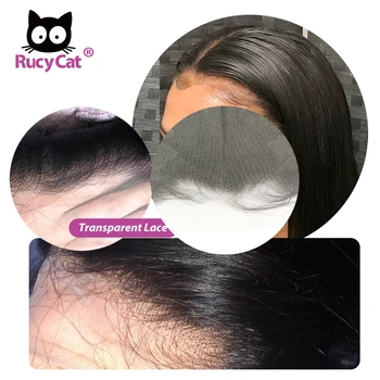 Rucycat 8 - 40inch Humanos Paquetes para el cabello Frontal Con Cierre Brasileño Remy del Pelo Recto 13X4 de Encaje Frontal de oreja A Oreja