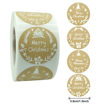 500pcs Kraft Pegatinas de Regalo de Navidad Decoración de la etiqueta Engomada Para el Paquete de Papelería, Pegatinas Festival Feliz Decoraciones Sello Etiquetas