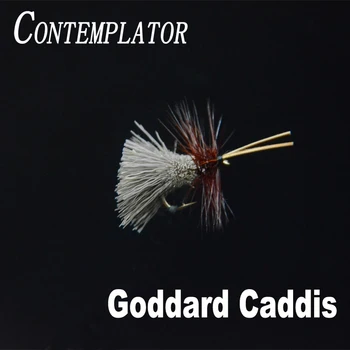 ESPECTADOR 4pcs/caja 12# Goddard Natural Caddis stillwater patrón de moscas secas flotando en el agua de pelo de ciervo cuerpo de la mosca la pesca con señuelos