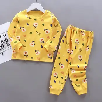 Niños Bebé Sleepsuit Pijama De Manga Larga De La Camiseta De Conjuntos De Dibujos Animados Lindo Casual Ropa De Dormir De Los Niños Pequeños Conjuntos De Pijamas Algodón Pjs