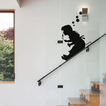 Chica burbuja de Diapositivas Banksy etiqueta Engomada de la Pared del Dormitorio Sala de estar Artista de graffiti London Wall Decal la Habitación de los Niños de Vinilo de Decoración para el Hogar