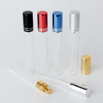 18PCS/Lot 15 ml de Vidrio Transparente Botella de Atomizador Recargable Colorido de Aluminio de la tapa de Spray Botella de Perfume de Viaje Botellas de Contenedor