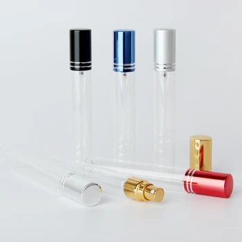 18PCS/Lot 15 ml de Vidrio Transparente Botella de Atomizador Recargable Colorido de Aluminio de la tapa de Spray Botella de Perfume de Viaje Botellas de Contenedor