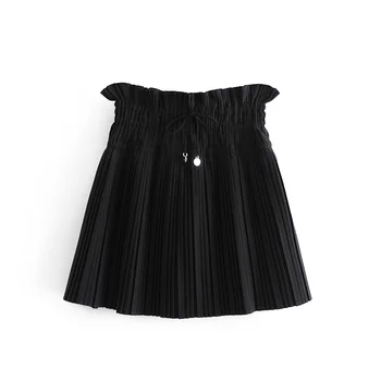 TRAF damas 2020 de la moda con cordón ajustable plisado mini falda retro de alta cintura de las mujeres de la falda de la calle