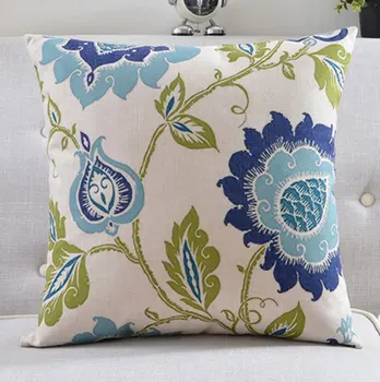 Vintage cojines Decorativos en los casos de la flor de la funda del cojín de decoración para el hogar azul gris almohadas de lino funda de almohada de Sofá 45x45cm