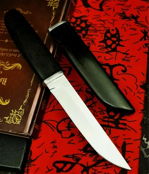 Samurai japonés engrosada clásico de ébano táctico cuchillo recto de alta calidad D2 filoso acero cuchillo de caza al aire libre de la herramienta cuchillo