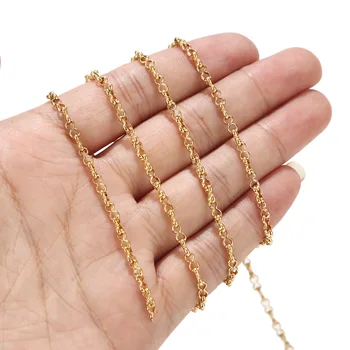 3 mm de Ancho dorado Cable de Cadena de la Joyería de Acero Inoxidable de 8 forma de Cadenas de Eslabón Para DIY Collar Pulsera de la Joyería de los Hallazgos