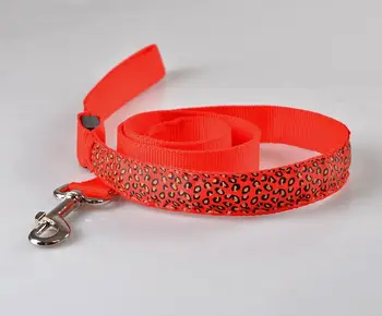 FE97 Leopard perro mascota LED collar de perro Tire de la correa de plomo para perros de 2,5 cm de ancho 120cm de longitud usb recargable de envío gratis