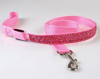 FE97 Leopard perro mascota LED collar de perro Tire de la correa de plomo para perros de 2,5 cm de ancho 120cm de longitud usb recargable de envío gratis