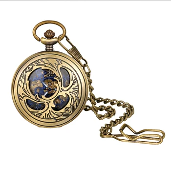 LANCARDO Retro de los Hombres Relojes de Bolsillo de la parte Superior de la Marca de Lujo Colgante de Reloj de Cadena Larga Reloj Dragón Decoración Digital de Reloj de Cuarzo
