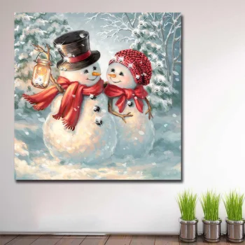 5D BRICOLAJE Diamante de la Pintura de dibujos animados de muñeco de nieve de punto de Cruz Bordado de Diamantes Mosaico de diamante de imitación de la Imagen de regalo de Navidad Decoración para el Hogar en Venta