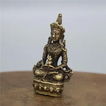 Chino latón puro de la longevidad de la Pequeña estatua de Buda