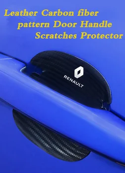 4 piezas del Coche de la Manija de Protección de la etiqueta engomada del coche de Fibra de Carbono de cuero de la Manija de la Puerta Adhesivo para Renault duster clio captur accesorios