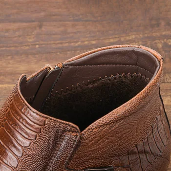 Los hombres de piel de Cocodrilo, Zapatos de Vestir Cremallera Lateral de Negocios de Oxford, para los hombres de Negocios Formales Clásico de Invierno de Lana Caliente Calzado