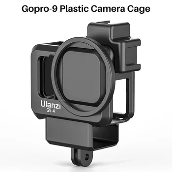 Ulanzi G9-4 GoPro 9 de Plástico de la Jaula de la Cámara Para GoPro Hero 9 Negro Caso de Viviendas con Micrófono y Luz de Relleno Frío Zapato Vlog Accesorios