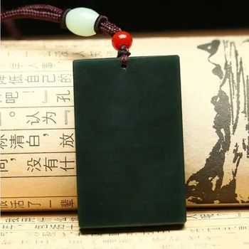 Envío de la gota de XinJiang hetian visita de Jade Colgante de Collar de Jade de la Paz de la Seguridad de la Suerte Amuleto Collar Con Cadena Para Hombres, Mujeres Regalo