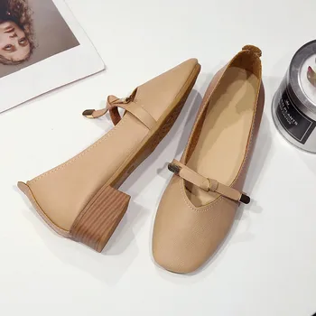 2018 de la Moda de Cuero de las Mujeres Zapatos de Mujer Suave Pisos de las Mujeres de la Boda Casual Oficina de Zapatos de Señora Deslizamiento Cómodo en una Sola Zapatos