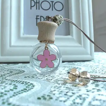 6ML Coche Perfume de Cristal Colgante de la Botella Mini Recargable Perfume de Empaquetado de la Botella con Tapa de Madera LX7697