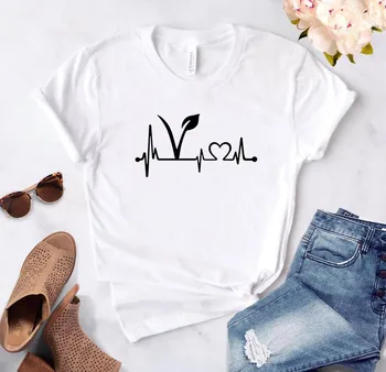 Vegetariano vegano Latido Lifeline Mujeres Camiseta de Algodón Divertida Camiseta Para Chica Virgen Top Camiseta Hipster 6 Colores de Nave de la Gota HH-349