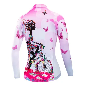 2021 Jersey de Ciclismo de mtb de la Bicicleta Jersey Camisa de Mujer de Manga Larga Ciclismo Ropa de Bicicletas Ropa Ropa Maillot de Ciclismo Anti-UV de color Rosa