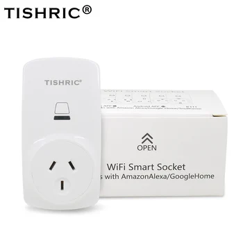 TISHRIC T30 16A WIFI Zócalo de US/UK/FR/AU Plug Smart Socket Trabaja con Amazon/Alexa/ página principal de Google Vida Inteligente
