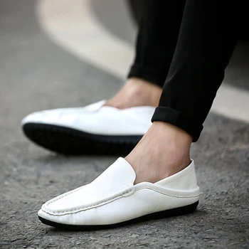 Zapatos De Hombre Casual Mocasines De Primavera, De Otoño De Los Hombres De Cuero Genuino De Conducción Zapatos Para Hombre De Moda Casual De La Marca Coreana Plano Suave De Los Zapatos De Hombre