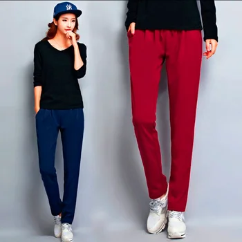 Nueva 2017 el Otoño y el invierno las mujeres engrosamiento pantalones además de terciopelo Grueso de Lana Caliente pantalones casuales pantalones largos, más el tamaño de S-6XL