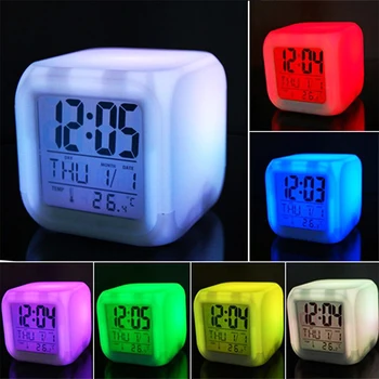 Termómetro Digital de Madera LED de Alarma del Reloj de luz de fondo el Control de Voz Madera Brillo Retro Reloj de Escritorio Mesa Luminosa